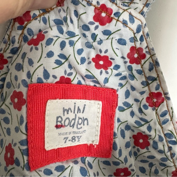 Mini Boden Girls 7-8Y Denim Overalls Medium Wash Stretch Pockets - Picture 6 of 10